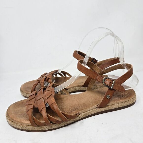 UGG Australia Women Larisa Flat Sandals Ankle Strap Buckle Leather Brown 7.5M - Picture 6 of 15